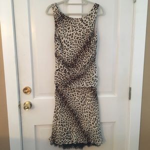 Leopard Print Silk and Lace Dress